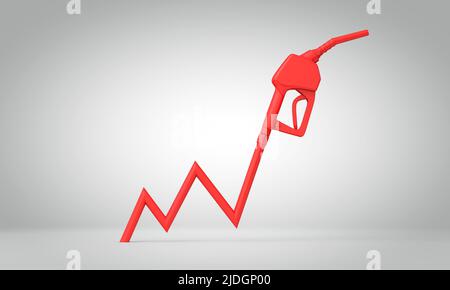 Augmentation des coûts du carburant. Tableau de montée de la pompe à essence. 3D rendu Banque D'Images