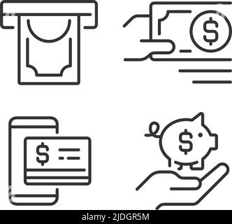 Gestion des finances de l'entreprise ensemble d'icônes linéaires pixel Perfect Illustration de Vecteur