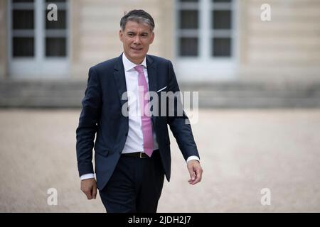 Paris, France, 21 juin 2022, parti socialiste de gauche (PS) le Premier secrétaire français Olivier Faure arrive pour des entretiens avec le président français au palais présidentiel de l'Elysée à Paris, en France, sur 21 juin 2022, après des élections législatives. Photo par Eliot Blondt/ABACAPRESS.COM Banque D'Images