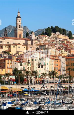 Port de plaisance de Menton à la Rivera française, France, Menton Banque D'Images