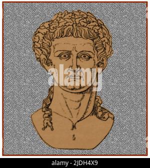 Un vieux portrait gravé de Tiberius Claudius Caesar Augustus Germanicus (10 av. J.-C. – AD 54), le quatrième empereur romain, régnant de AD 41 à 54 ---- Un vecchio ritratto incisiore di Tiberio Claudio Cesare Augusto Germanico (10 A.C. – 54 d.C.), il quarto imperatore romano, regnante dal 41 al 54 D.C. Banque D'Images