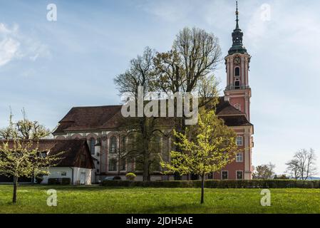 Église de pèlerinage de Birnau au Lac de Constance, Uhldingen-Muehlhofen, Bade-Wurtemberg, Allemagne Banque D'Images