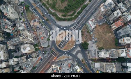 Vue aérienne de dessus d'un rond-point dans le centre-ville, Beyrouth, Liban, Moyen-Orient Banque D'Images