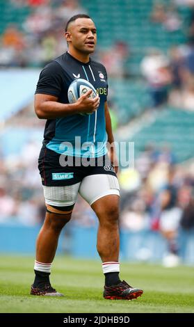 LONDRES ANGLETERRE - JUIN 18 : Billy Vunipola de Saracens pendant Gallagher Anglais Premiership final entre Saracens contre Leicester Tigers à Twicken Banque D'Images