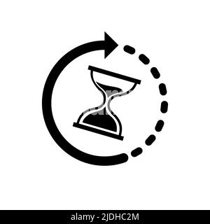 Icône temps d'attente. Vecteur d'horloge HourGlass. Panneau moderne en verre plat. Symbole d'arrêt tendance pour le site Web. Illustration du logo. Illustration de Vecteur