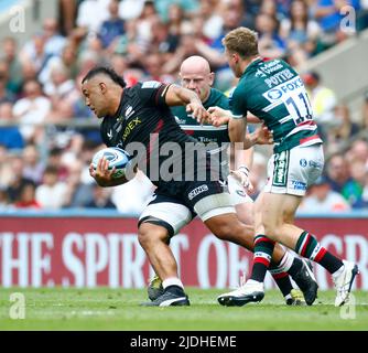 LONDRES ANGLETERRE - JUIN 18 : Billy Vunipola de Saracens pendant Gallagher Anglais Premiership final entre Saracens contre Leicester Tigers à Twicken Banque D'Images