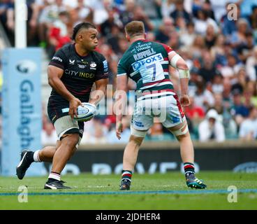 LONDRES ANGLETERRE - JUIN 18 : Billy Vunipola de Saracens pendant Gallagher Anglais Premiership final entre Saracens contre Leicester Tigers à Twicken Banque D'Images