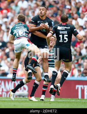 LONDRES ANGLETERRE - JUIN 18 : Billy Vunipola de Saracens pendant Gallagher Anglais Premiership final entre Saracens contre Leicester Tigers à Twicken Banque D'Images