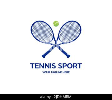 Logo de jeu de tennis. Balle de tennis et raquettes. Le sport et un mode de vie sain. Concept sportif individuel compétitif. Le concept de l'extérieur. Illustration de Vecteur