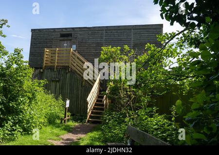 Une vue de la Tour de cacher sur la Fen de Strumpshaw de RSPB à Norfolk Banque D'Images