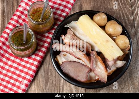 Llanera Meat plat colombien typique; plat servi avec de la viande grillée Banque D'Images