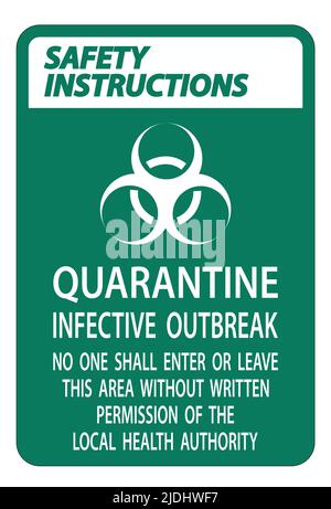 Instructions de sécurité mettre en quarantaine signe d'épidémie infectieuse isoler sur fond transparent,Illustration vectorielle Illustration de Vecteur