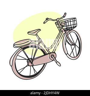 Vélo en style doodle, dans des couleurs pastel, vecteur de ligne, illustration de contour, mode de transport Illustration de Vecteur