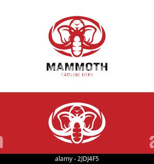 Modèle de logo Red Mammoth Elephant Head. Convient pour vêtements de mode vêtements Sport gestion financière voiture commerciale marque Boutique de l'entreprise Illustration de Vecteur