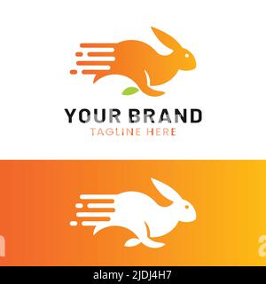 Modèle simple de conception du logo Rabbit Dash. Adapté pour la livraison d'animaux de lapin Sport entreprise de marque, etc. Illustration de Vecteur