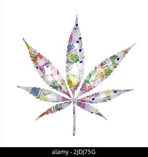 Feuille de cannabis à texture Euro Banque D'Images