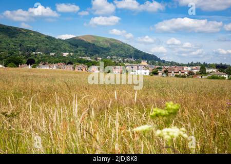 Les collines de Malvern et les maisons de Great Malvern vues du sud-est, Worcestershire, Royaume-Uni 2022 Banque D'Images