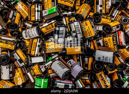 Film Kodak Kodachrome qui a été abandonné en raison de l'âge numérique. Banque D'Images