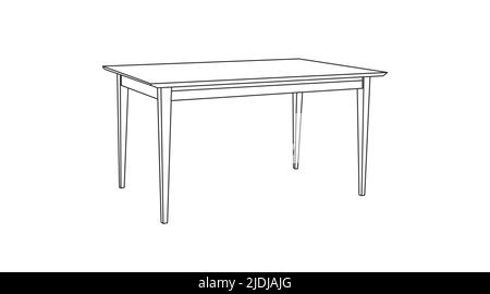 Vecteur isolé Illustration d'une table en bois. Illustration linéaire noir et blanc Illustration de Vecteur