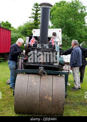 The Robey, un rouleau tandem au Launceston Steam & Vintage Rally, Cornwall, Royaume-Uni Banque D'Images