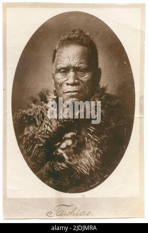 Portrait du roi Māori Tāwhiao (vers 1822 - 1894), chef des tribus Waikato, vers 1870s par Josiah Martin Banque D'Images