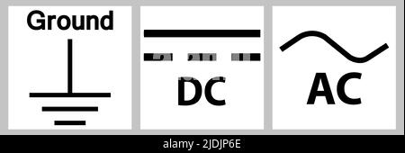 Symbole de mise à la terre de protection, d'alimentation du circuit c.c., c.a. Illustration de Vecteur