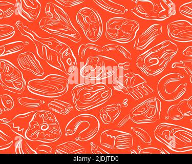 Motif sans couture pour la viande. Fond de concept de barbecue ou de grill. Illustration vectorielle Illustration de Vecteur