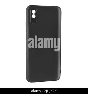 étui de téléphone en silicone, noir isolé sur fond blanc Banque D'Images