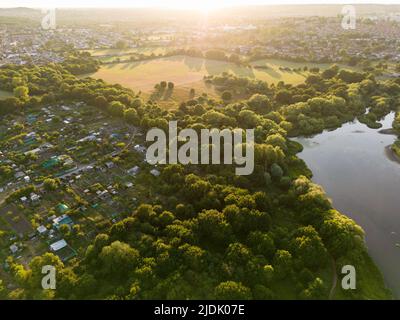 Réservoir Brent Welsh Harp - 170 hectares d'espace vert, West Hendon Allotments Banque D'Images