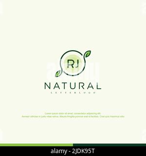 Vecteur de modèle de logo naturel RJ initial Illustration de Vecteur