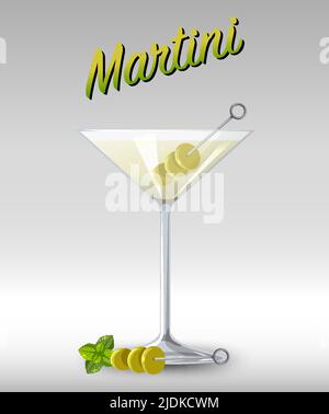 Cocktail Martini dans l'illustration en verre Illustration de Vecteur