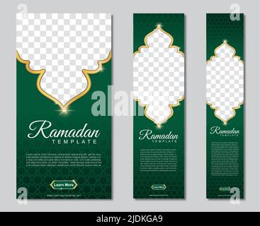 ensemble de bannières web du ramadan de taille standard avec un emplacement pour les photos.Modèle de Ramadan. Illustration vectorielle Illustration de Vecteur