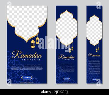 ensemble de bannières web du ramadan de taille standard avec un emplacement pour les photos.Modèle de Ramadan. Illustration vectorielle Illustration de Vecteur