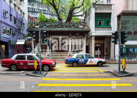 Hong Kong,25 mars,2019:vue extérieure du petit temple Hung Shing situé à WAN Chai, Hong Kong pendant une journée nuageux Banque D'Images