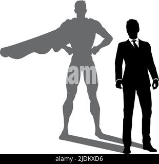 Super héros Business Man avec Super Hero Shadow Illustration de Vecteur