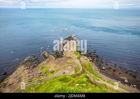 Roches formation Giants Causeway, comté d'Antrim, Irlande du Nord, Royaume-Uni Banque D'Images