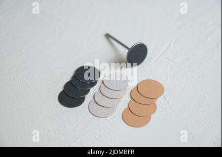 Jeu de disques jetables pour pelage des pieds. Banque D'Images