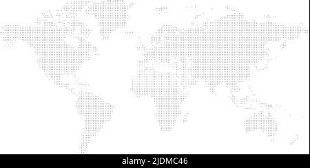 Carte en pointillés du monde. Petits points noirs sur fond blanc Illustration de Vecteur