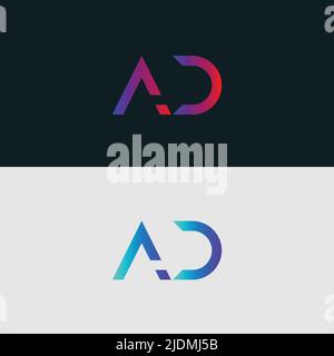 Lettre alphabétique icône logo AD Illustration de Vecteur