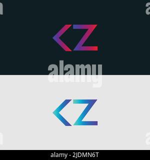 Lettre initiale Alphabet logo Icon KZ, coloré dégradé couleur logos tendance Illustration de Vecteur