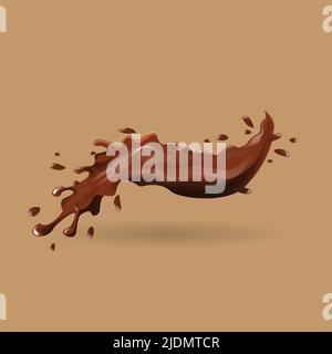 Realistic 3D Chocolate Splash pour votre design publicitaire. Illustration de Vecteur