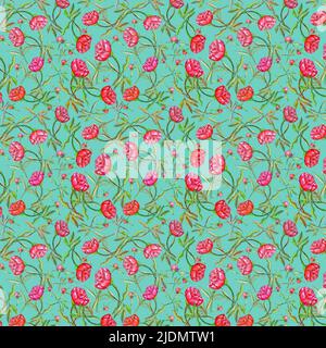 Motif de fleurs de pivoine sans coutures aquarelle. Papier pivoine à motif floral dessiné à la main. Motif de printemps des fleurs. Banque D'Images