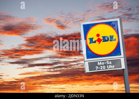 Firmensologo des Discounter Lidl Banque D'Images