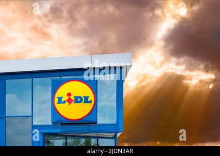 Firmenlogo des Discounter Lidl Banque D'Images