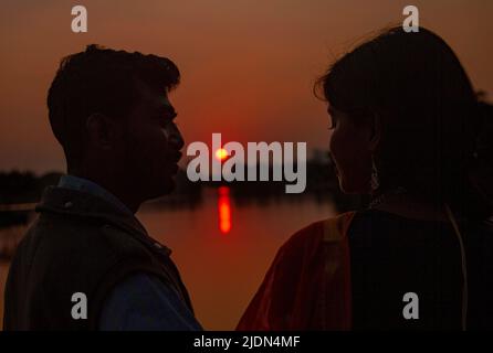 Une soirée au lac Rabindra Sarobar, Kolkata, Inde Banque D'Images