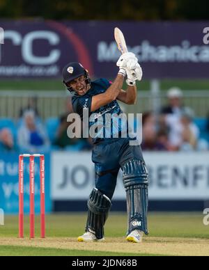 Wayne Madsen battant pour les Falcons lors d'un match Blast de T20 entre les Derbyshire Falcons et les Northamptonshire Steelbacks Banque D'Images