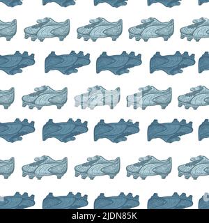 Chaussures de football à motif sans couture. Thème sportif vintage de fond dans le style dessiné à la main. Motif vectoriel répété pour impression, tissu, wrapp Illustration de Vecteur