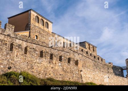 Espagne, Ponferrada, Castilla y Leon. Castillo de los Templarios, 12-13th siècle. Banque D'Images