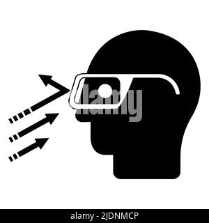 Projection de débris porter des lunettes de sécurité symbole panneau isoler sur fond blanc, illustration vectorielle Illustration de Vecteur