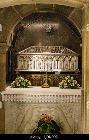 Espagne, Saint-Jacques-de-Compostelle, Galice. Reliquaire voulait contenir les os de Saint Jacques l'Apôtre. Banque D'Images